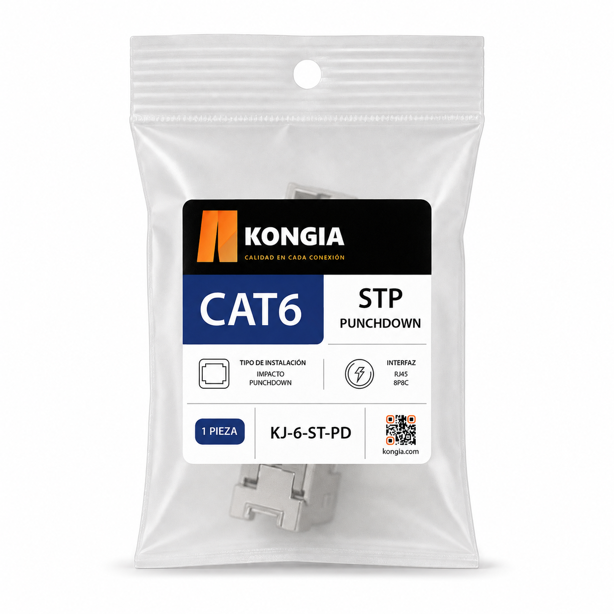 Módulo Jack Keystone CAT6 Blindado, de impacto, con Terminación en Ángulo 180°