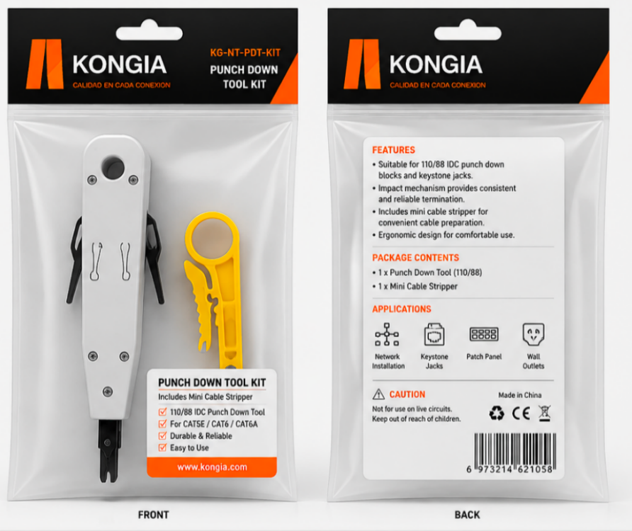 Kit de herramienta de impacto (Punchdown) y pelacables
