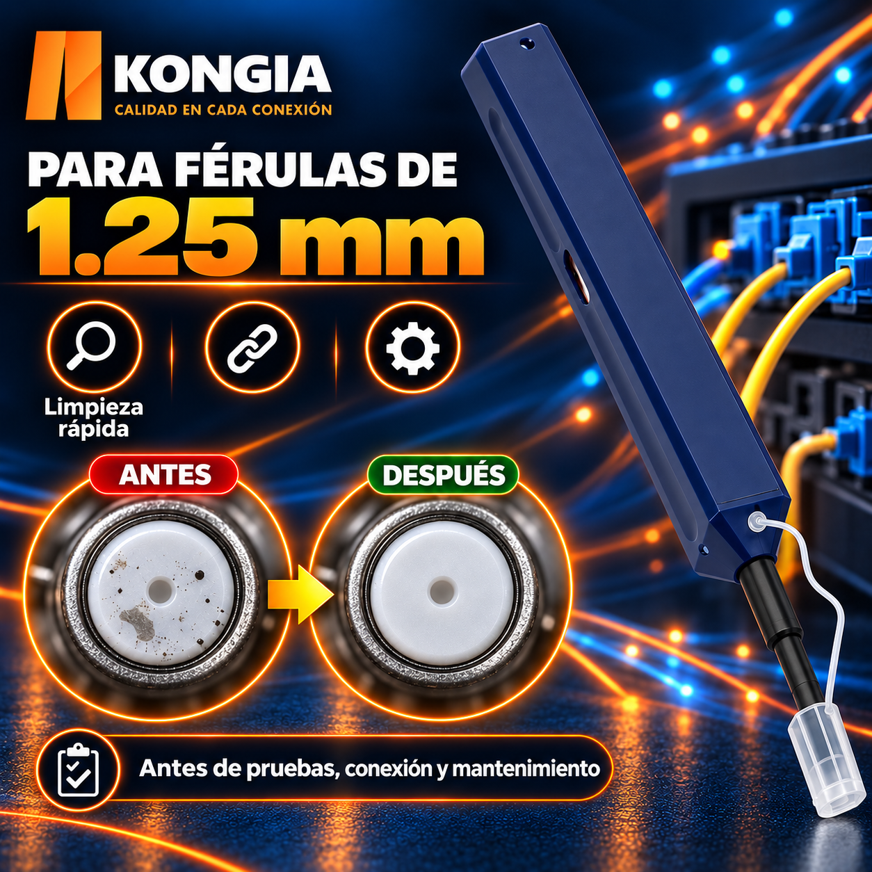 Pluma Limpiadora One-Click de 1.25 mm para Fibra Óptica - Vista 4