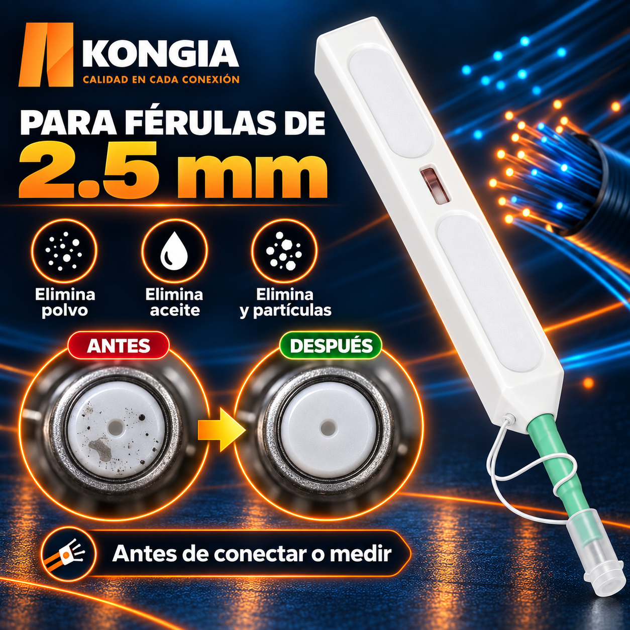Pluma Limpiadora One-Click de 2.5 mm para Fibra Óptica - Vista 3