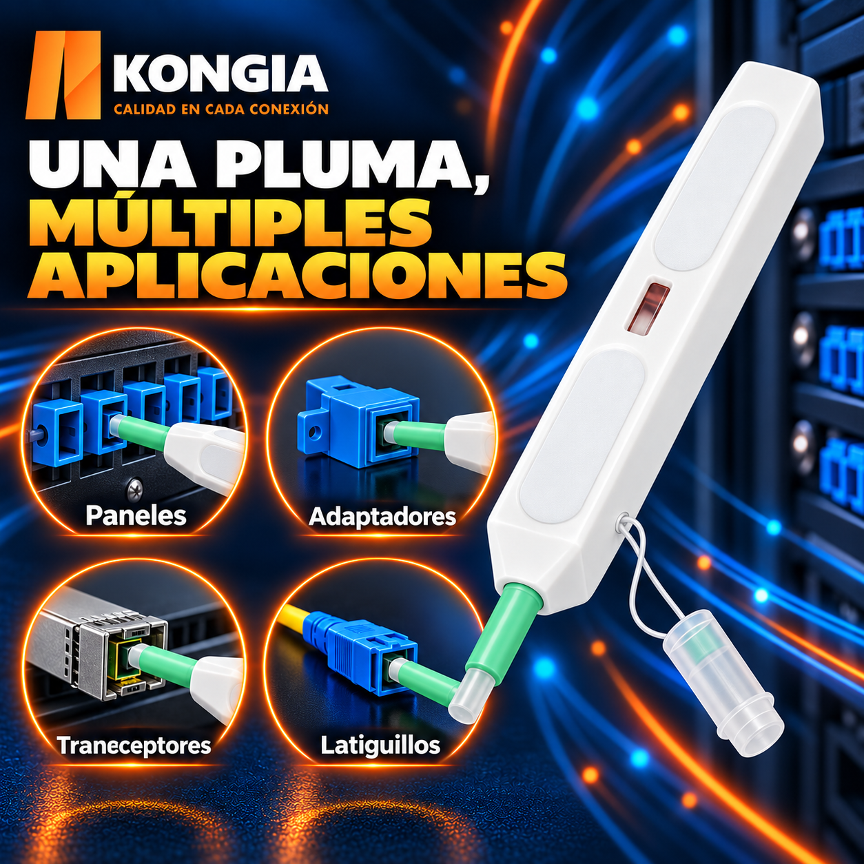 Escenarios de uso - Pluma Limpiadora One-Click de 2.5 mm para Fibra Óptica