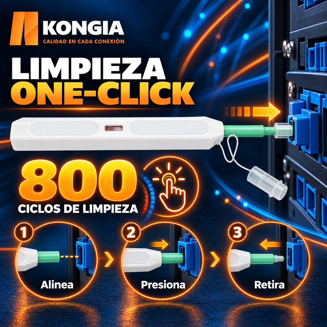 Pluma Limpiadora One-Click de 2.5 mm para Fibra Óptica - Vista 6